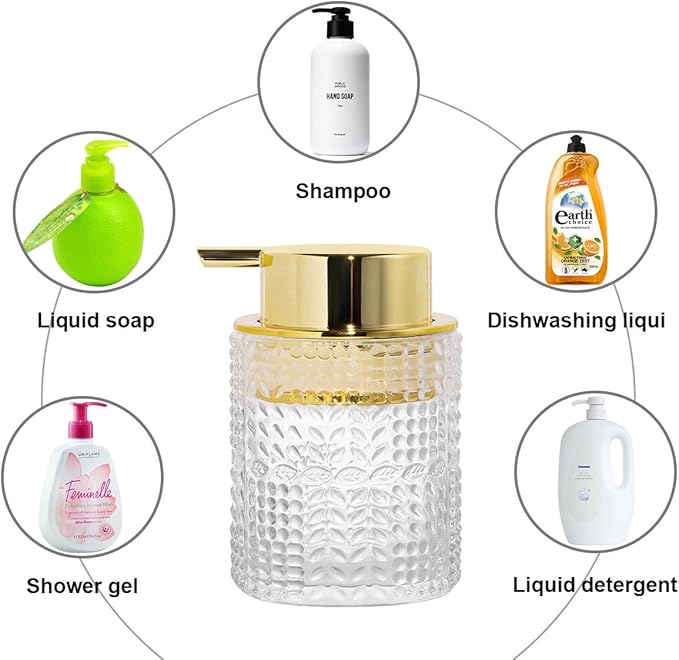 Fvstar Glass Foaming Soap Dispenser,Foam Dispenser Bottle with Large Pump,Wide-Mouthed and Easy to Press,Refillable Hand Soap Dispenser for Bathroom Countertop and Kitchen Decor (1, Clear)
