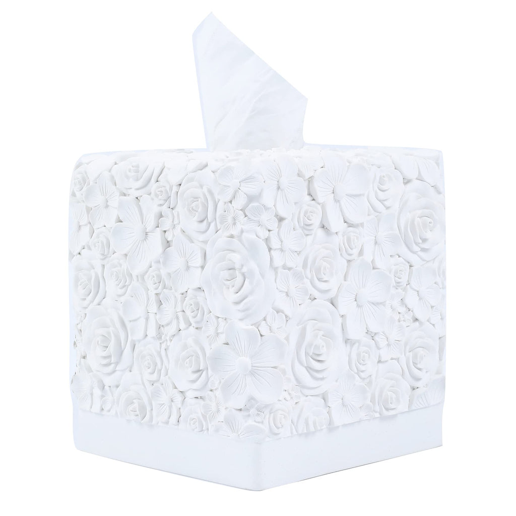 Hymmah Modern Square Tissue Box Cover Holder,Bathroom Accessories Decor Unique Design Tissue Box Cover for Bathroom Vanity Counter Tops Also Great for Bedrooms and Living Rooms