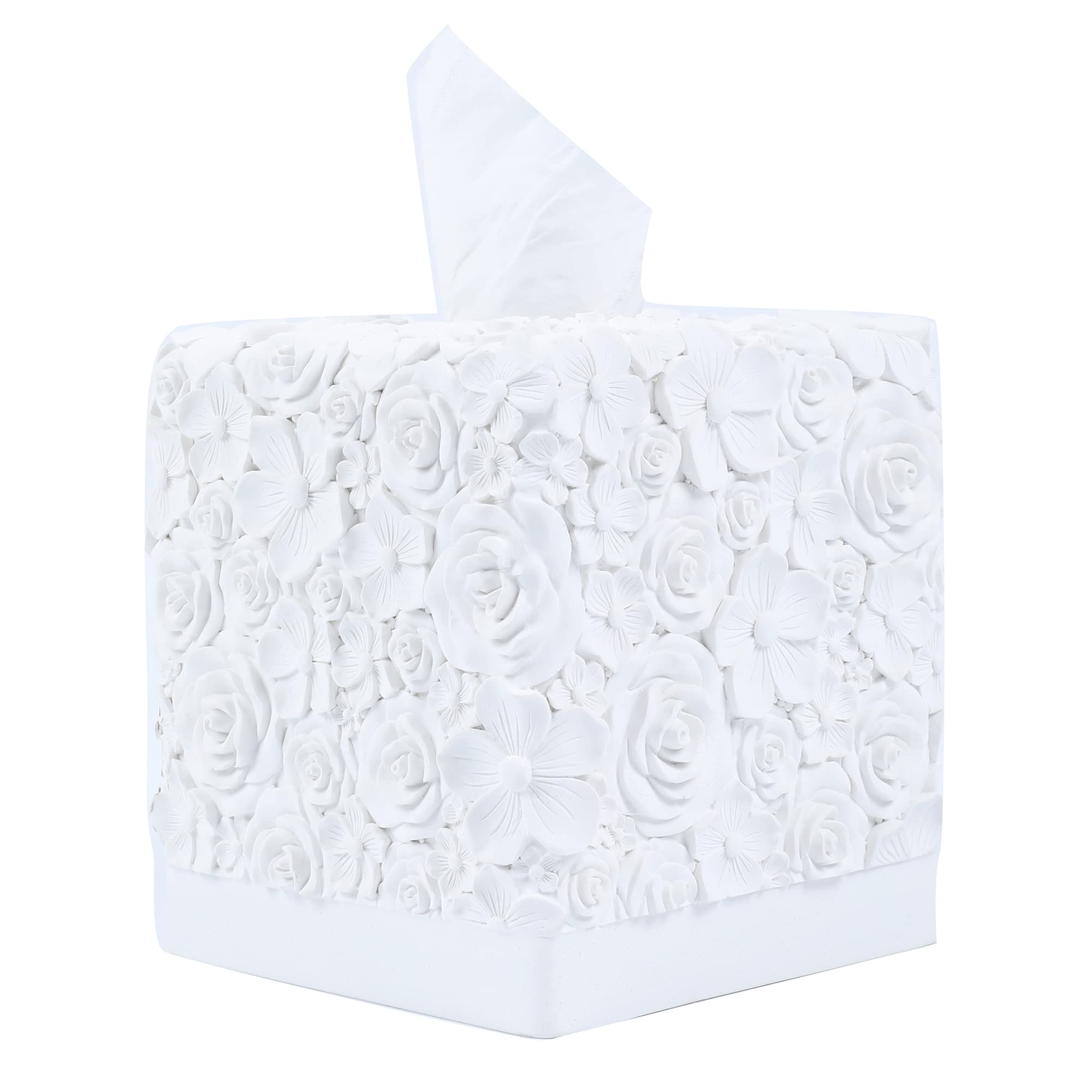 Hymmah Modern Square Tissue Box Cover Holder,Bathroom Accessories Decor Unique Design Tissue Box Cover for Bathroom Vanity Counter Tops Also Great for Bedrooms and Living Rooms