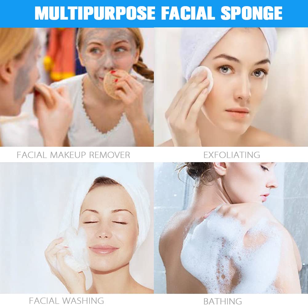 Facial Sponge Compressed,120 Count PVA Professional Makeup Removal Round Face Wash Sponges Spa Pads Exfoliating Cleansing for Women,Yellow,Pink