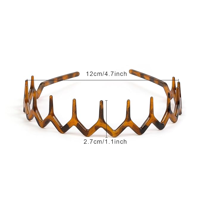 WOVOWOVO Zig Zag Headbands for Women Teen Girls Men, Plastic Hair Bands with Teeth Thin Zigzag Head Bands for Women's Hair, Non Slip Black Comb Hairbands (Zigzag & Double Layer Style)