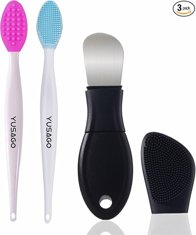 Face Washing Brushes,Blackhead Removal Tools,3Pcs Pore Cleaning Brush, Skin Scrubber Face Spatula,Double-Headed Blackhead Extractor Pimple Extractor,Face Scraper for Deep Cleansing (Black)