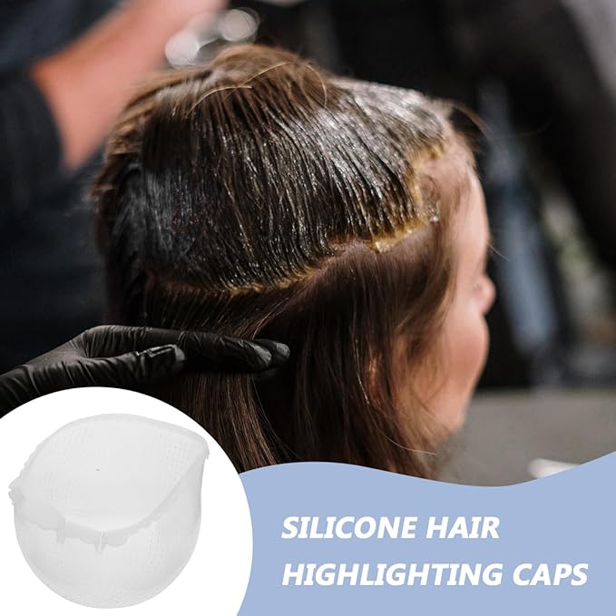 Beatifufu Silicone Highlight Cap with Hook Reusable Hair Dye Cap with Holes for Even Hair Coloring at Home and Salon Use 7.48X7.48X6.29In