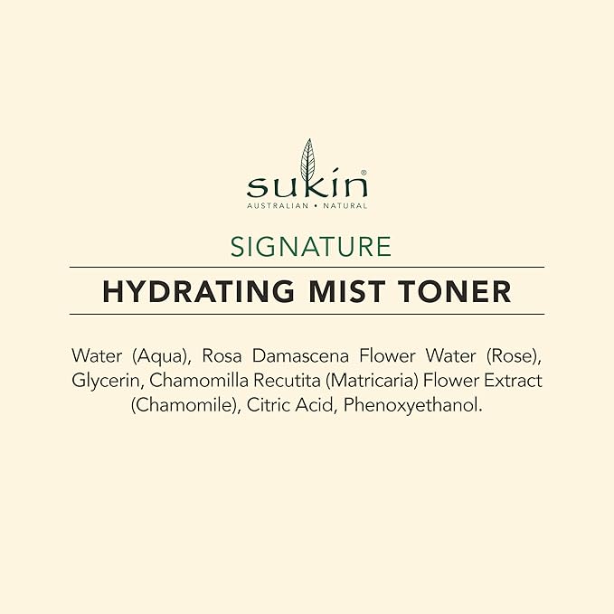 Sukin Original Hydrating Toner, Face Mist – Refreshing Chamomile & Rose Water Spray for Face, Beauty & Personal Care Essentials, 4.23 Oz