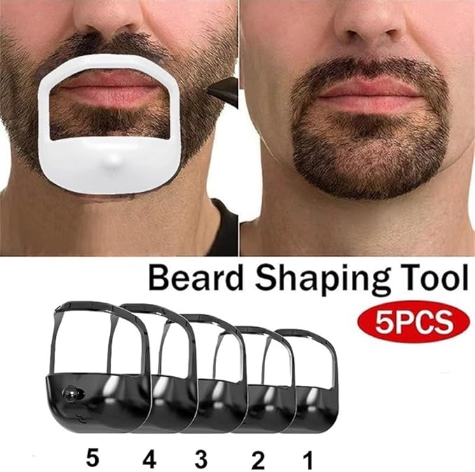 5Pcs Different Shape for Beard,Men's Beard Styling Tools Set,Casual Men's Beauty Care,Men's Beard Trimmer(White)