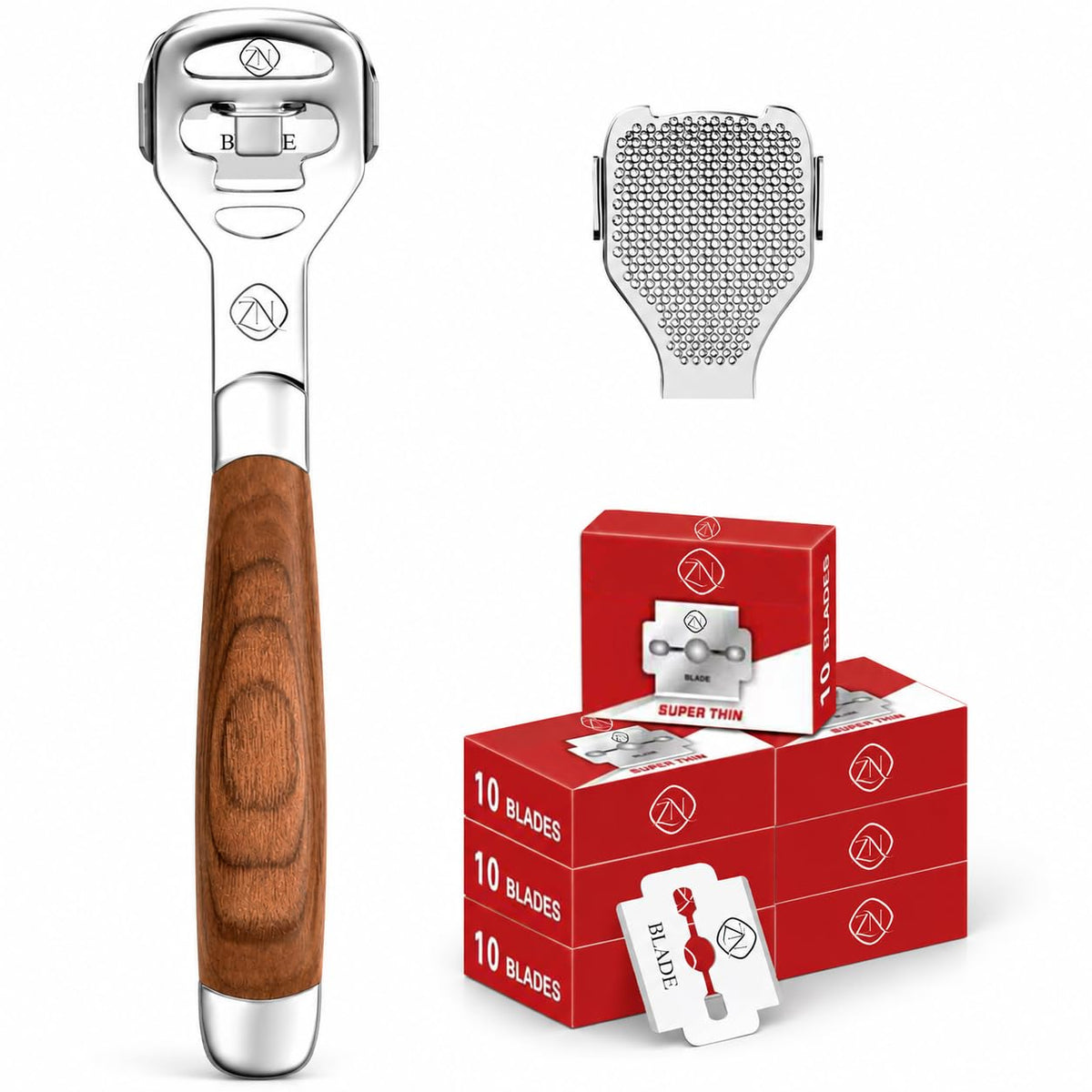 Foot Care Pedicure Callus Shaver Hard Skin Remover Wood Handle 70 Blades