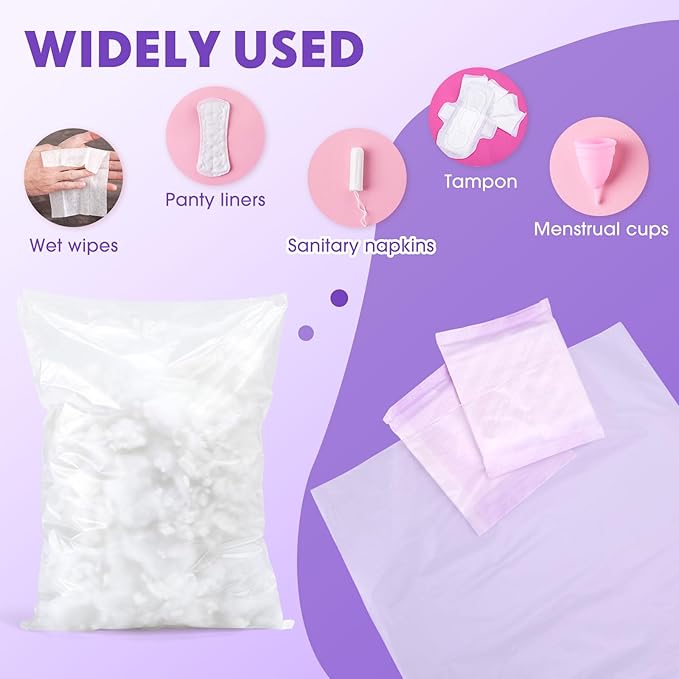 Lerheedi 600 Pcs/ 2 Roll Sanitary Napkin Receptacle Liner, Sanitary Napkin Disposal Bags Feminine Hygiene Disposal Bags Women Personal Supplies for Tampon Bathroom, 11.81 x 15.63 Inch