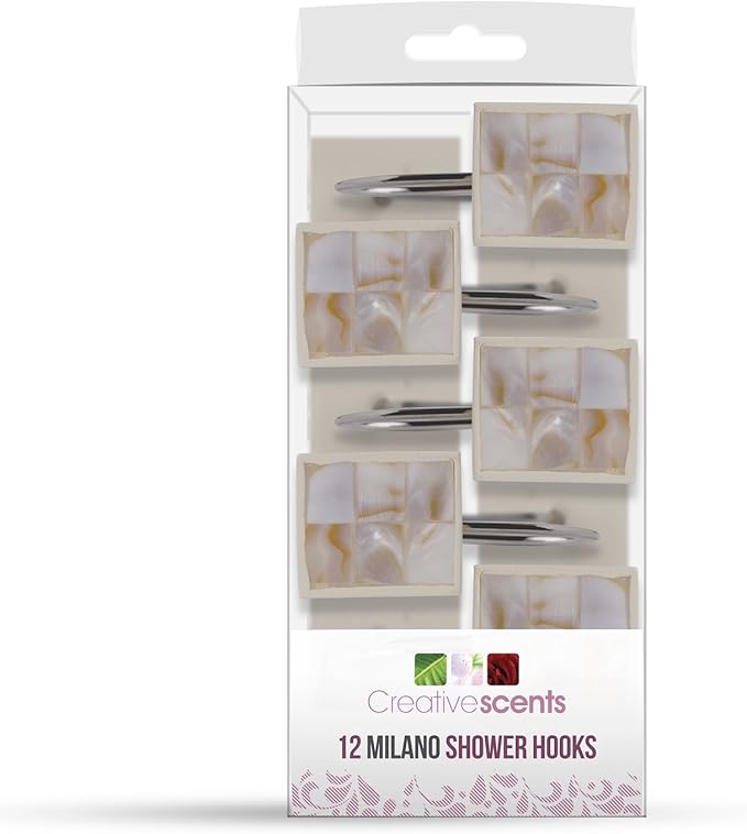 Creative Scents Milano Shower Curtain Hooks Decorative | Set of 12