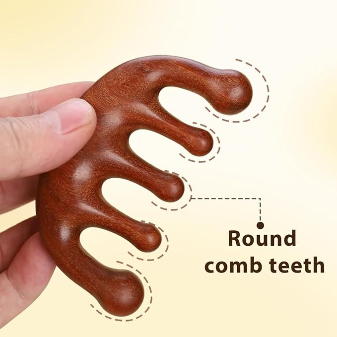Wooden Scalp Massager, Scalp Massager Hair Growth Comb for Scalp Gua Sha (Sandalwood)