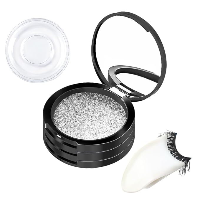 3 Layers Eyelash Storege Box with Mirror Circle Eyelash Holder Case with Lashes Trays & New Lash Clip Applicator Eye Makeup Tool for Women Girls Travel Case