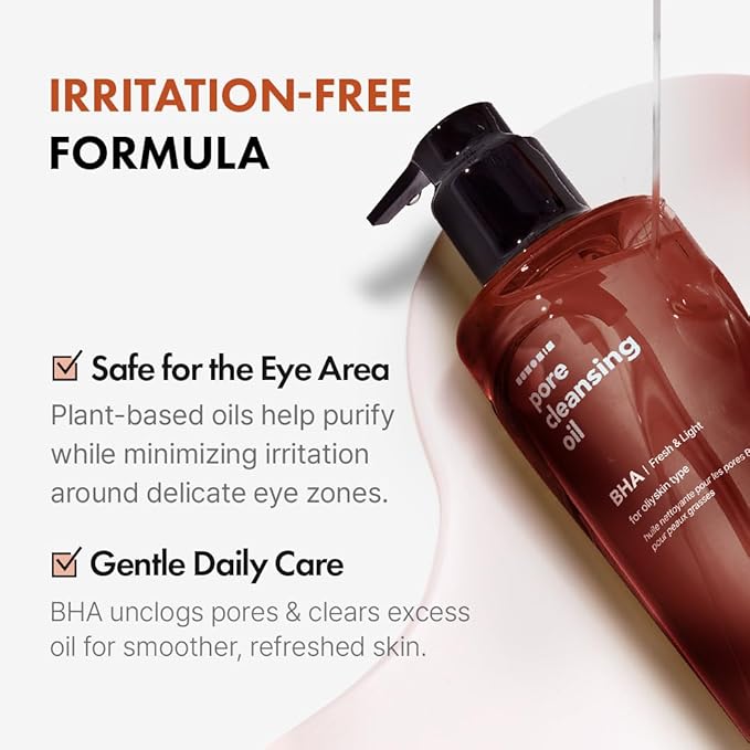 Hanskin BHA Pore Cleansing Oil - Korean Deep Pore Cleansing Makeup & Sebum Remover XL for Oily & Combination Skin, Lightweight Double Cleansing Oil, 10.14 oz