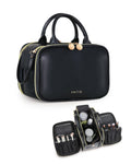 Prite Large Makeup Bag, Waterproof Travel Cosmetic Case with Brush Holder