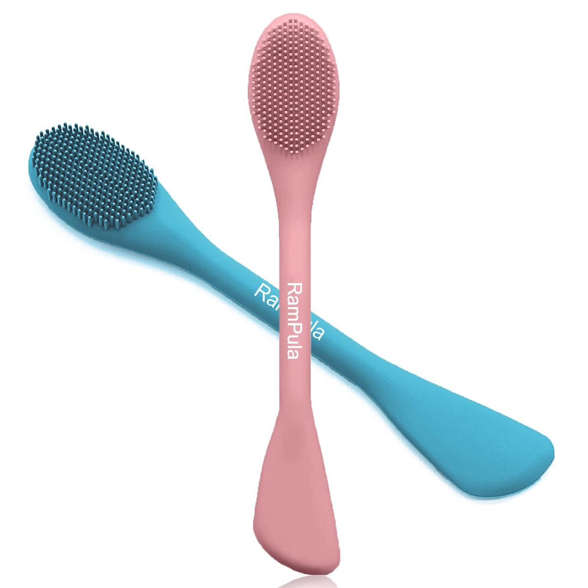 RamPula Silicone Facial Mask Applicator Face Masks Skincare Brush Facial Scrubber Double-Head Lotion Spatula Scoop for Makeup,Foundation,Cream,Lotion,Moisturizer,Gel,Peel,Mud Masks (Purple+Gray)