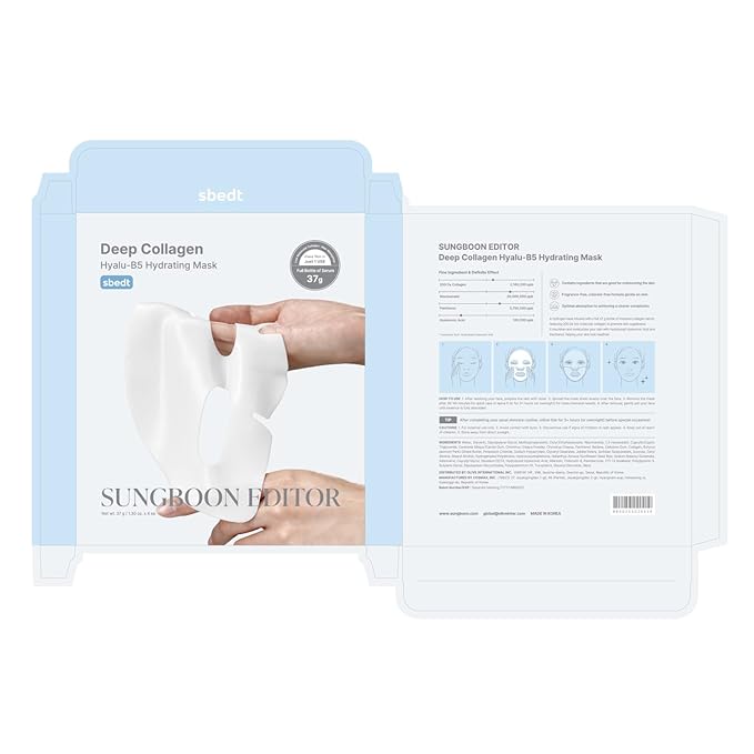 SUNGBOON EDITOR Deep Collagen Hyalu-B5 Overnight Mask Hydrating Mask for Wrinkle Care&Barrier Repair 2,160,000PPB Collagen+Hyaluronic Acid+Panthenol Korean Skincare, 4ea, Gifts for Women