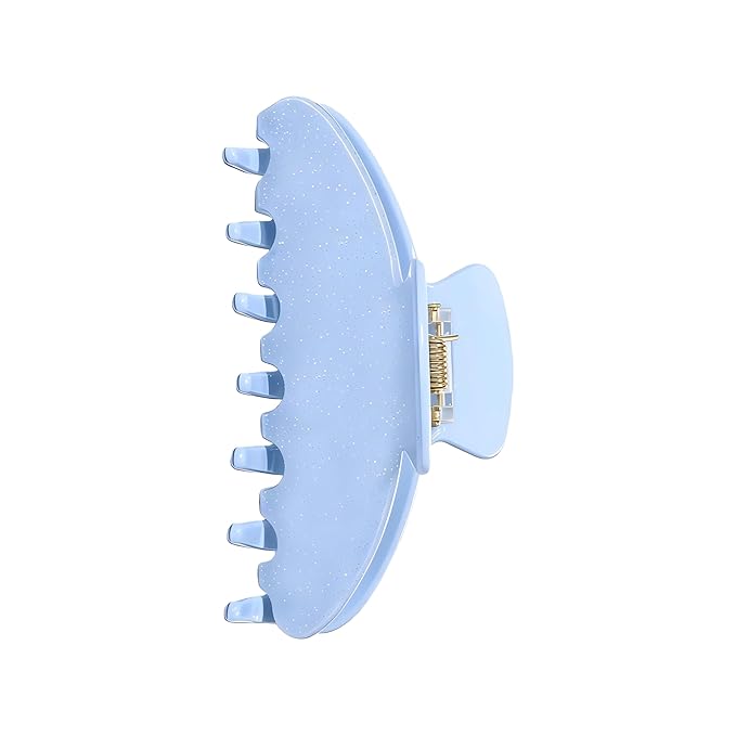 OideGuiing Durable Acetate Hair Clips - 4-Inch Sequin Blue Claw Clips for Fine and Thick Hair (Sequin Blue)