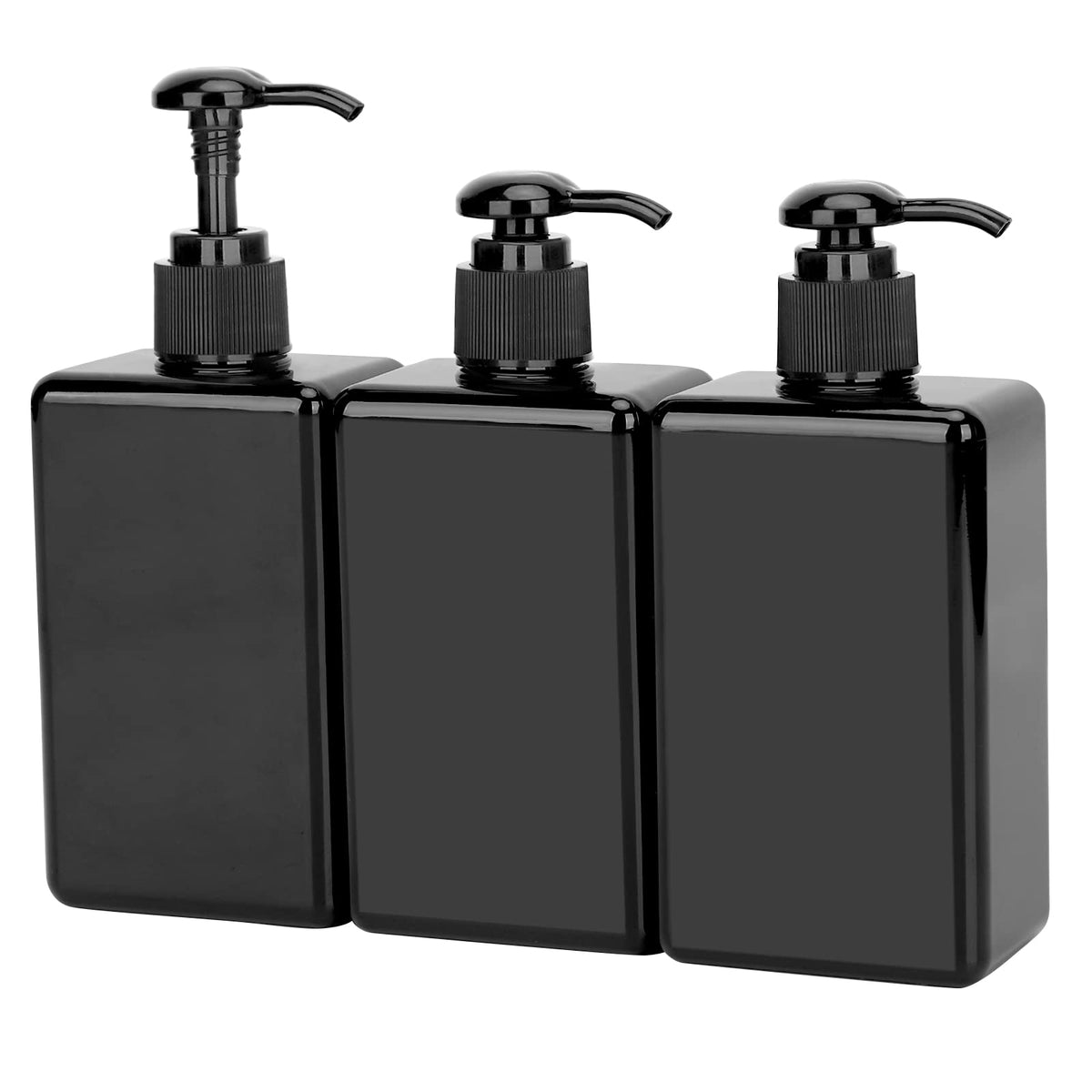 Suream 9.5oz Refillable Pump Press Bottles, Plastic Shampoo and Conditioner Dispenser, 280ml Reuable Cosmetic Empty Bottle, Bathroom Countertop Shower Dispensers for Body Wash, Hand Sanitizer, 3Pack