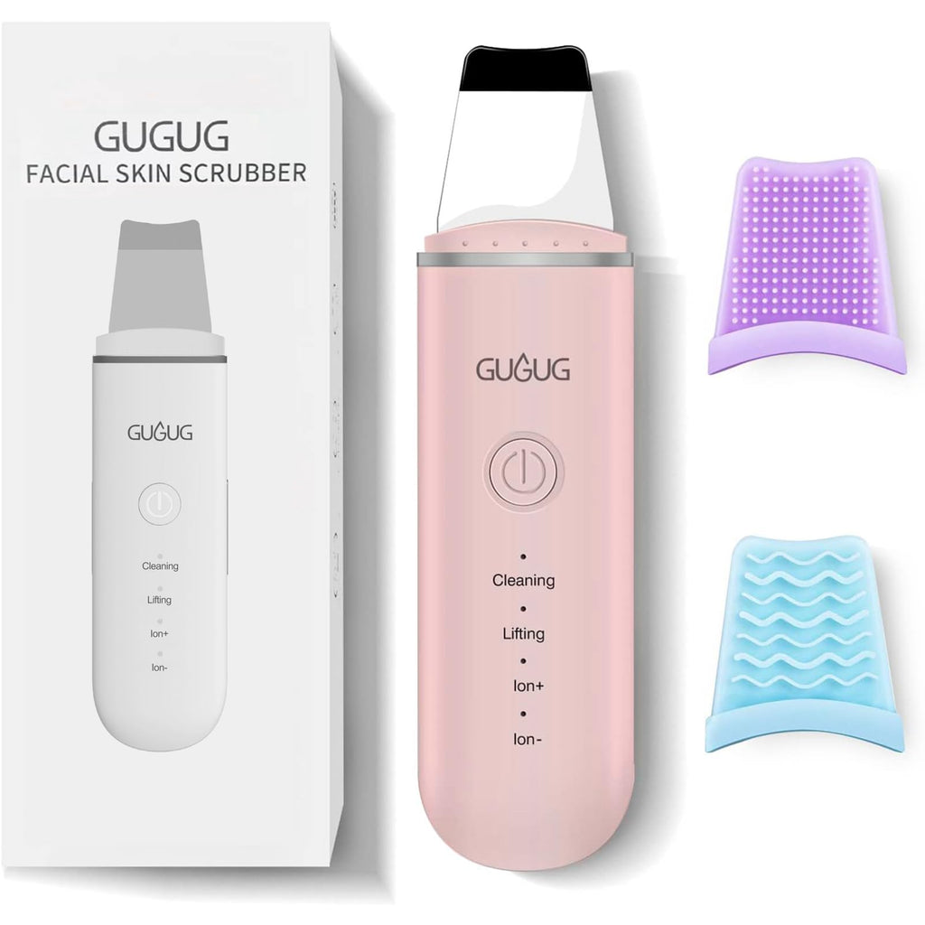 GUGUG Skin Scrubber Spatula Pore Cleaner Blackhead Remover, 4 Modes, Pink