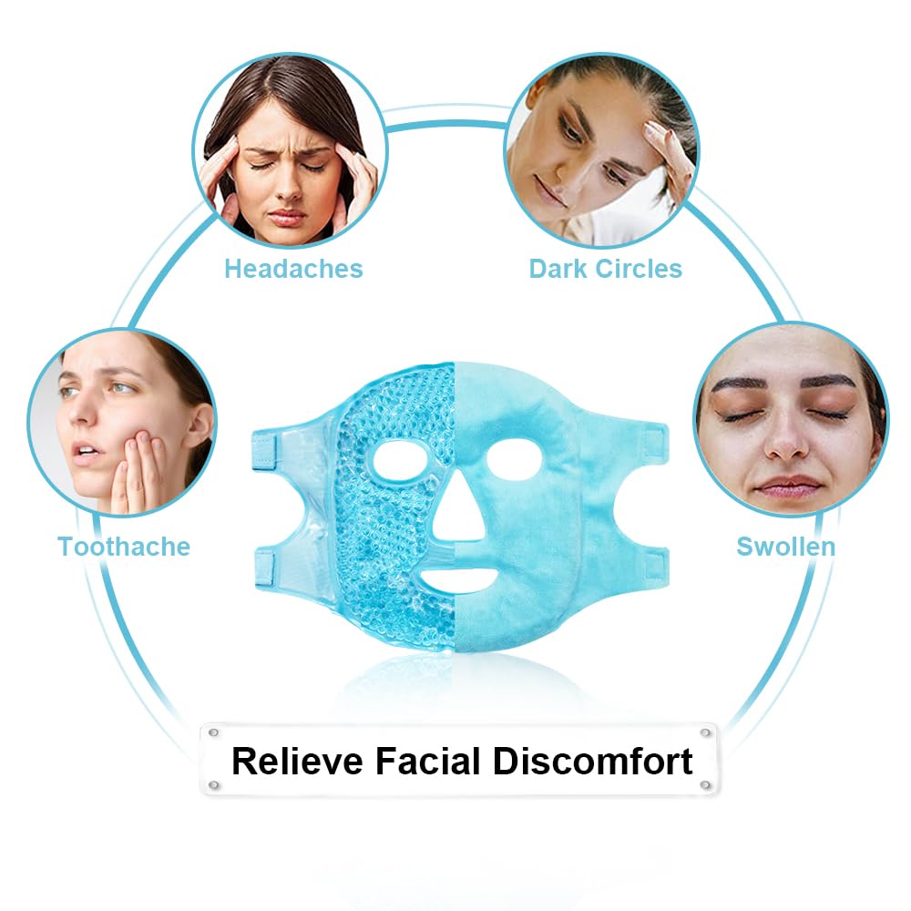 CONBELLA Cold Face Eye Masks Ice Face Mask Hot Cold Compress