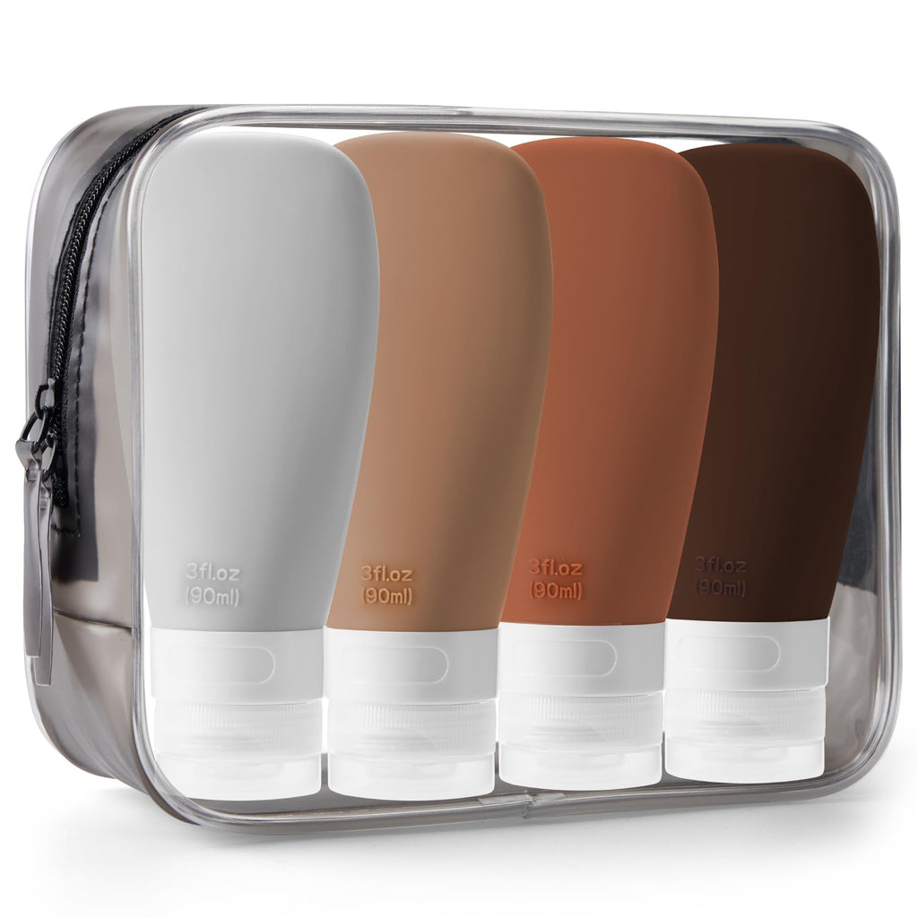 INSFIT Travel Bottles for Toiletries, TSA Approved 3oz Travel Size Toiletries, BPA Free Refillable Travel Toiletry Bottles Airplane Essentials for Shampoo Body Wash