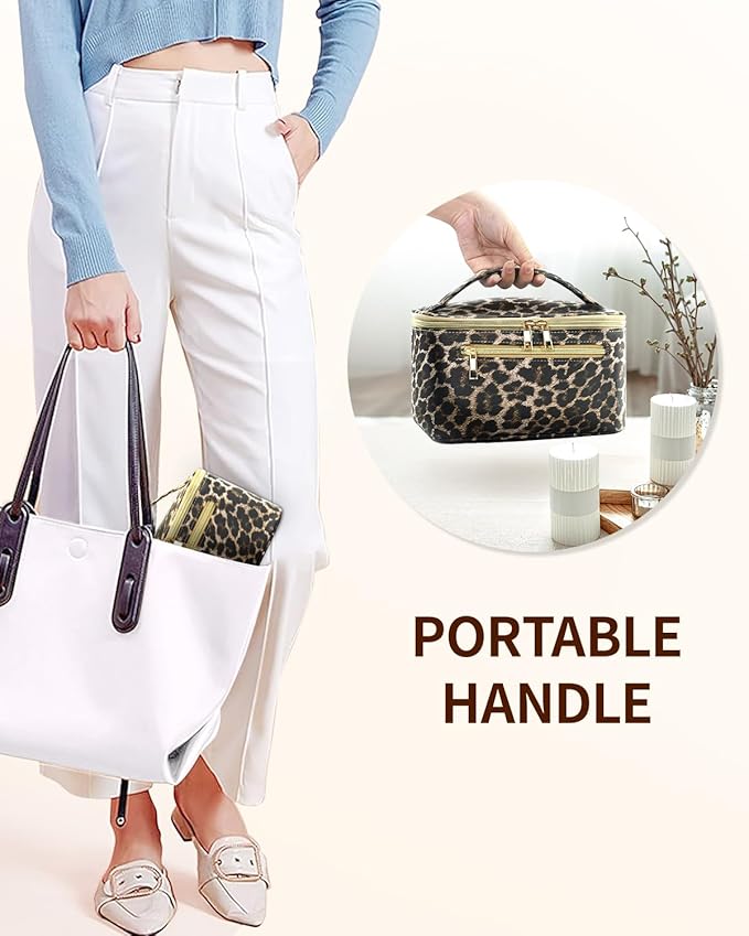Wandering Nature Makeup Bag, Women Travel Make Up Vanity Case with Handle