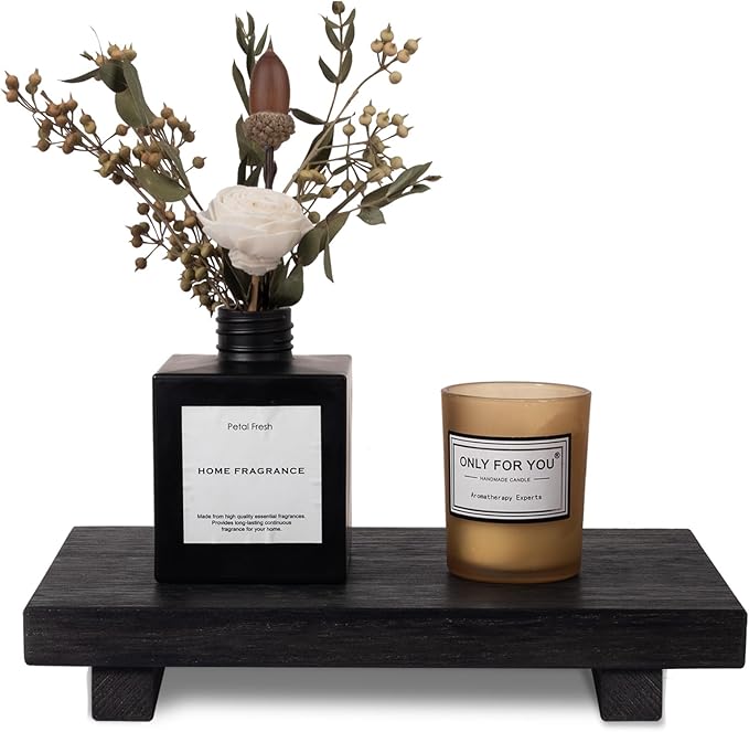 Wood Bathroom Tray Farmhouse Decor Kitchen Soap Holder, 9"x6" Black