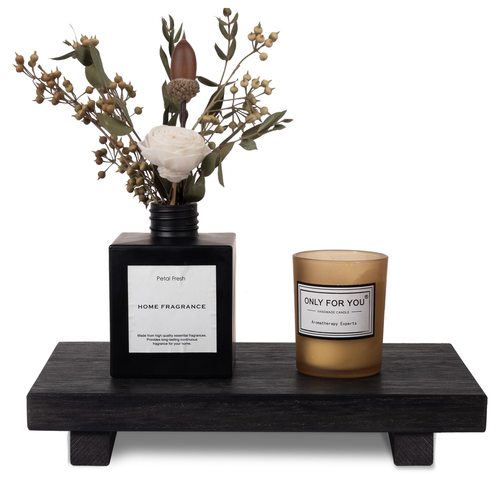 Wood Bathroom Tray Farmhouse Decor Kitchen Soap Holder, 9"x6" Black