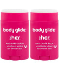 Body Glide For Her Anti Chafe Balm | Chafing stick with added emollients | Great for dry, sensitive skin and/or sensitive areas | Use on chest, bra, butt, groin, arm, and thigh chafing | 1.5oz-2pk