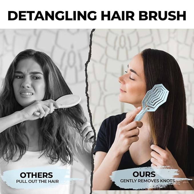 Detangler Brush for Women, Men & Kids - Anti-Static Hair Brush - Vented with 360 Flex Gently Removes Knots, Dry & Wet Use for Thick, Fine, Natural & Curly Hair
