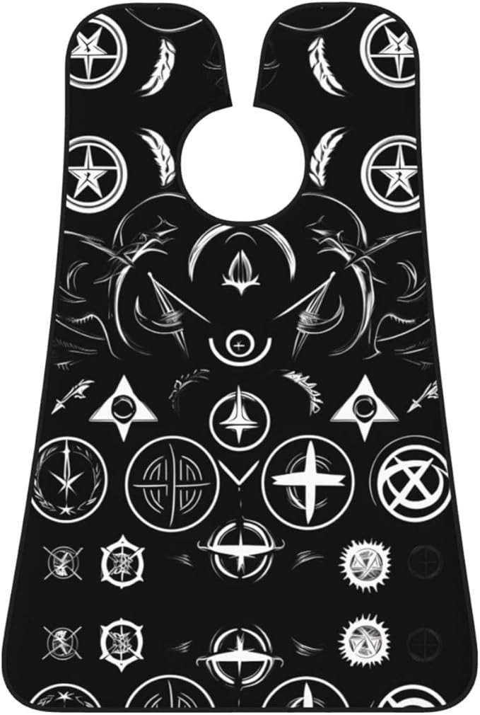 NOUZU Supernatural Symbols Black Print Beard Bib Apron For Men, Beard Hair Catcher For Men Shaving Trimming,Beard Cape Cloth
