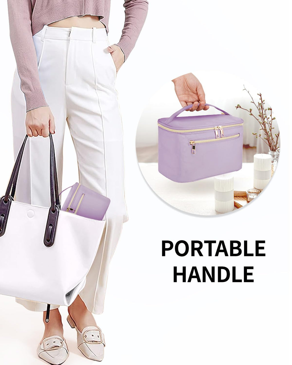 Wandering Nature Makeup Bag, Women Travel Make Up Vanity Case with Handle