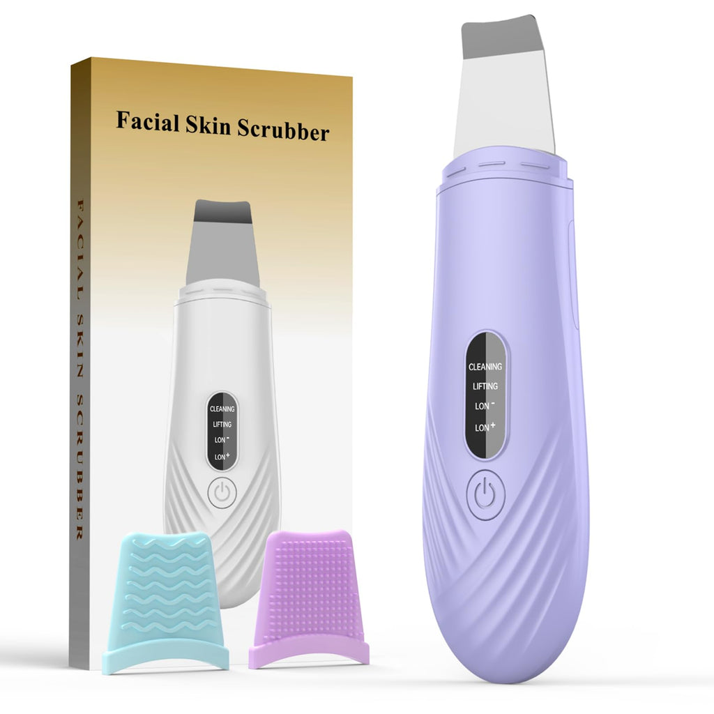 Skin Scrubber Face Spatula, Blackhead Remover Tool for Facial Deep Cleansing, Face Spatula Pore Cleaner with 4 Modes, Whitehead Remover, Blackhead Extractor, Face Scrubber (Purple)