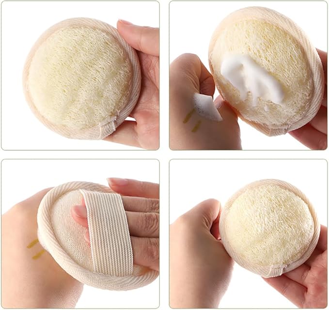 6 Pcs Exfoliating Loofah Sponge Face Pads Facial Loofah Scrubber Luffa Body Scrub Makeup Loofah Sponge Brush Bath Loofahs for Women Men Bath Spa Shower