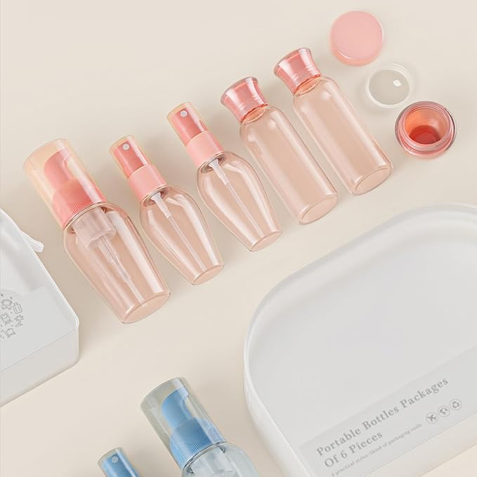 cirea Travel Bottles Set - TSA Approved Leak Proof Squeezable Containers for Toiletries, Conditioner, Shampoo, Lotion & Body Wash Accessories (Upgraded-pink)