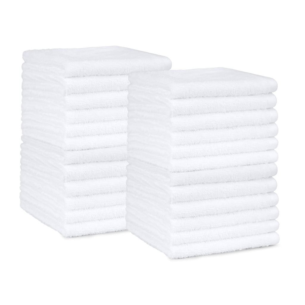 Amazon Basics Highly Absorbent, Fast Drying 100% Cotton Washcloths for Bathroom, Machine Washable, Soft, 12 x 12 in, White, 60-Pack