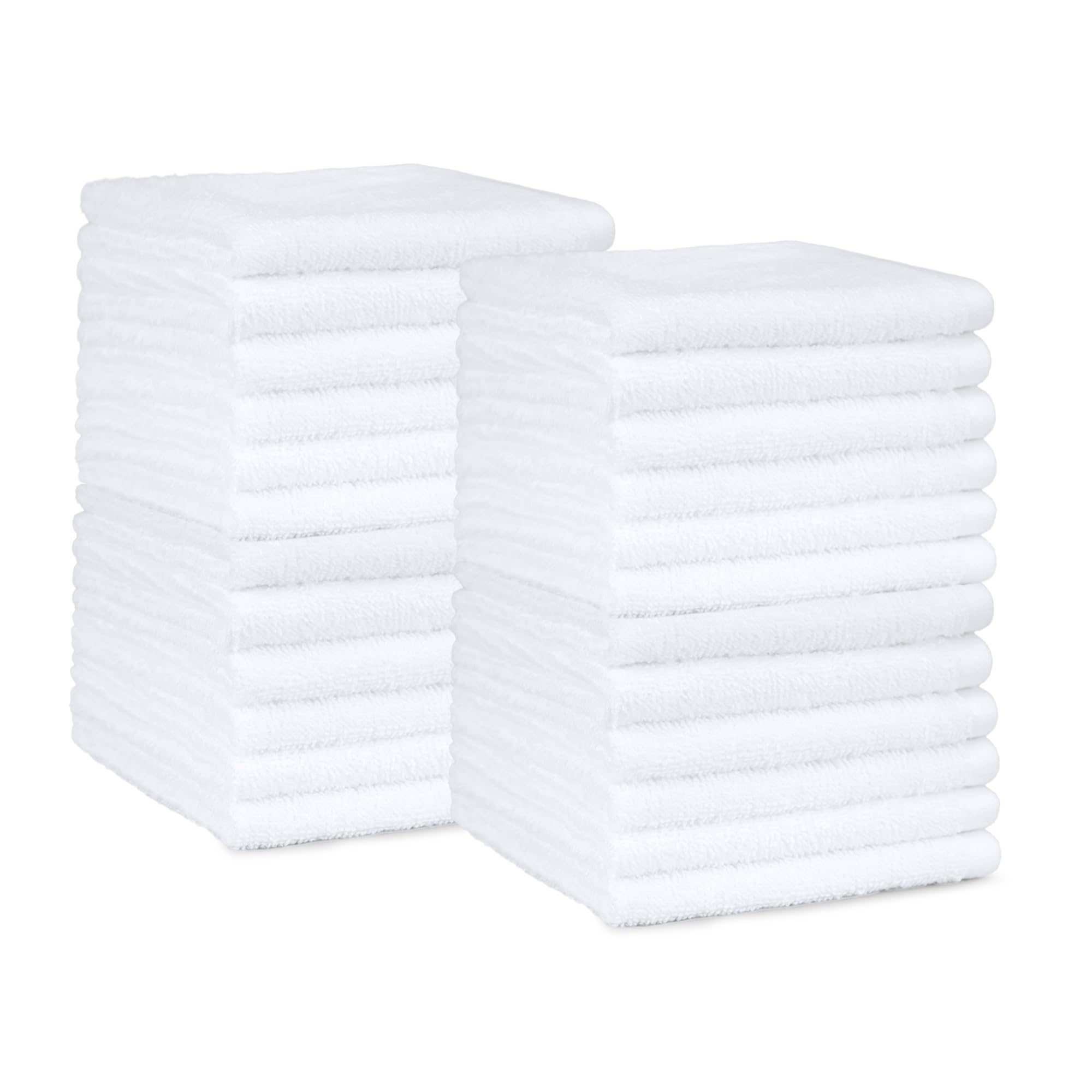 Amazon Basics Highly Absorbent, Fast Drying 100% Cotton Washcloths for Bathroom, Machine Washable, Soft, 12 x 12 in, White, 60-Pack