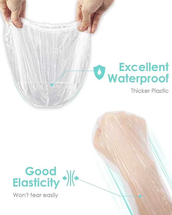 Auban 30PCS Disposable Shower Caps, Individually Wrapped Larger & Thicker Waterproof Shower Caps, Plastic Hair Caps for Women, Spa, Home Use, Hotel and Hair Salon, Portable Travel