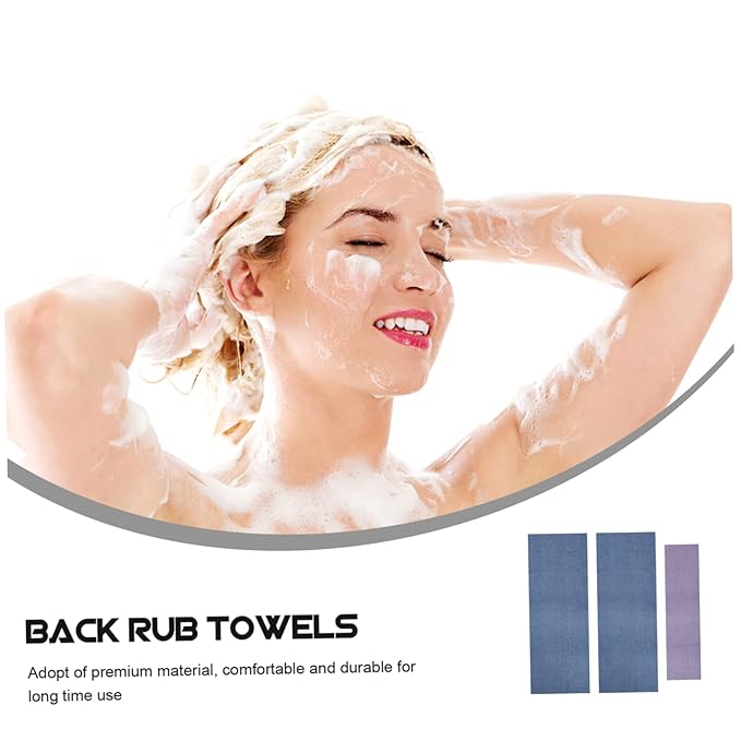 Ipetboom 9pcs Comfortable Back Pulling Bath Towels Long Straps Shower Towels Fuzzy Hand Exfoliating Wash Massage