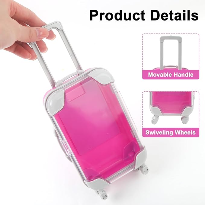 6 Pcs Mini Suitcase Party Favor Box Plastic Luggage Storage Box Empty Candy False Eyelashes Boxes Tiny Suitcase for Wedding Travel Decoration 6.69 Inch