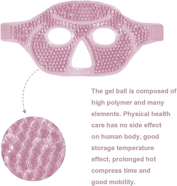 Ruzzut Cooling Gel Facial Mask, 2 PCS Reusable Face Pad for Puffiness & Swelling, Hot Cold Compress Heat Ice Gel Pack with Plush Backing for Migraine & Stress Relief, Pink and Purple