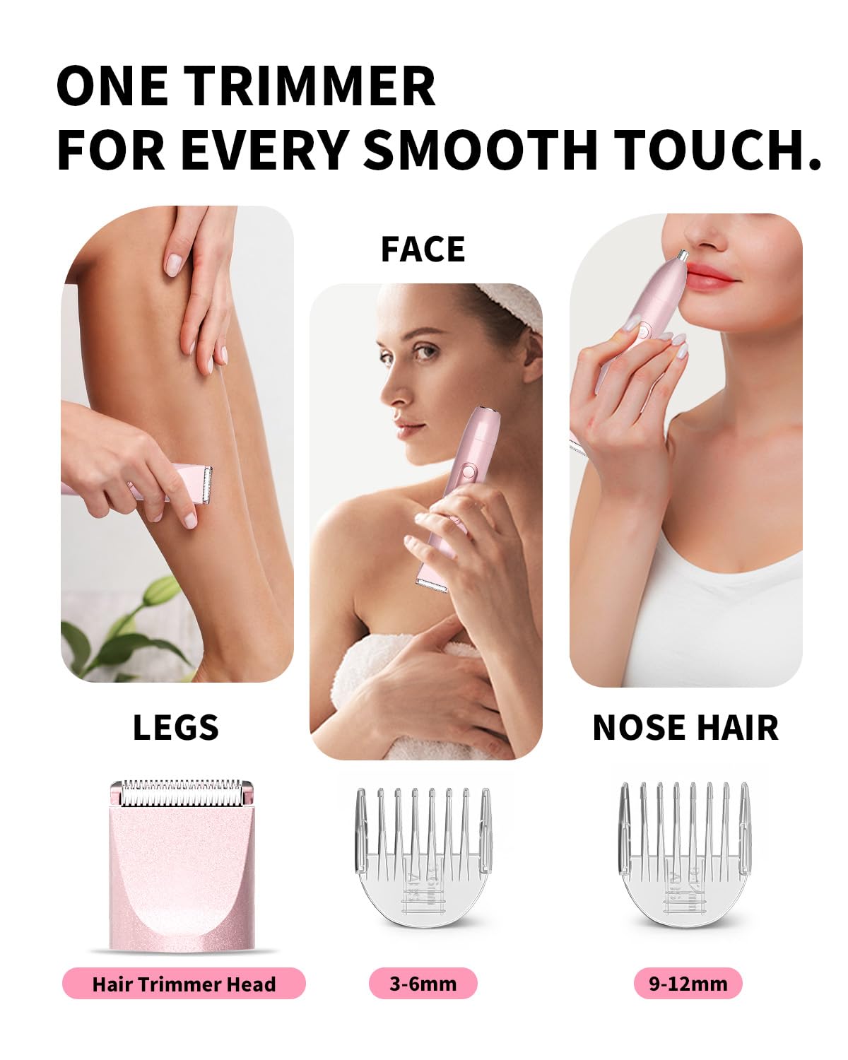 Ufree Bikini Trimmer Electric Razor for Women, Dual Head Rechargeable, Pink
