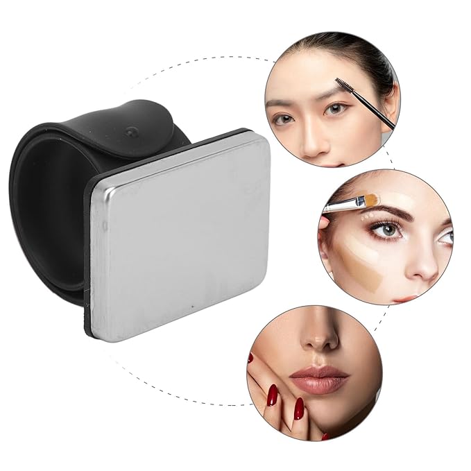 Makeup Mixing Palette,Magnetic Cosmetic Mixing Palette with Silicone Wrist Strap,Manicure Palette,Easy Clean,Black