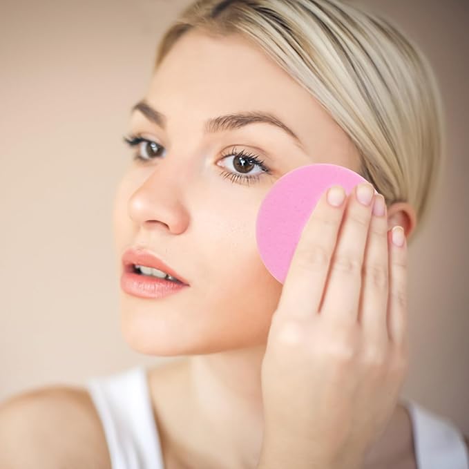 WORFACE 120 Pcs Pink Compress Face Sponges - Compact Facial Sponge Set for Cleansing, Makeup Removal, Exfoliation