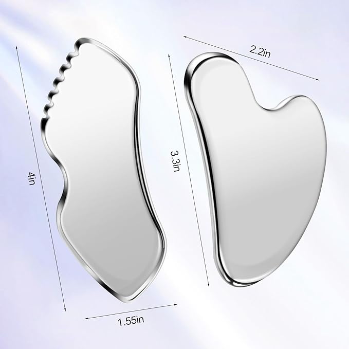 heqxwl 2 Pcs Stainless Steel Scraping Facial Tool for Jawline Sculpting and Decongestive Lymphatic Drainage, Face Massager Tool