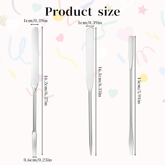 JJUNW 3 pcs Makeup Spatula Foundation Spatula, Stainless Steel Facial Beauty Spatula, Tiny Makeup Palette Mixer Face Cream Applicator Cosmetic Mixing Tool for Even Application Foundation Double Edged