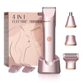 Bikini Trimmer for Women Pubic Hair - 4 in 1 Electric Razors with Replaceable Heads for Face & Nose, Rechargeable Body Hair Electric Shaver for Women, IPX7 Waterproof Bikini Shaver (Rose Gold)