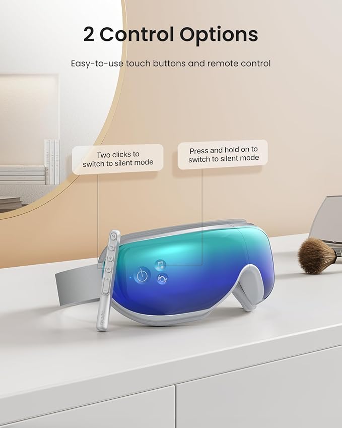 RENPHO Eye Massager with Heat, FSA Eligible HSA,Gifts for Men,Women,Eyeris 1 Eye Massager with Remote, Sleep Mask for Relieves Head Tension, Soothe & Refresh, Enhance Rest, Gradient Green