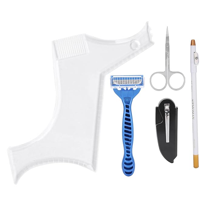 Beard Grooming Kit for Men, Beard Shaping Tool,with Beard Stencil Shaping & Grooming Mustache and Beard Comb kit for Modern Men with Hair Grooming