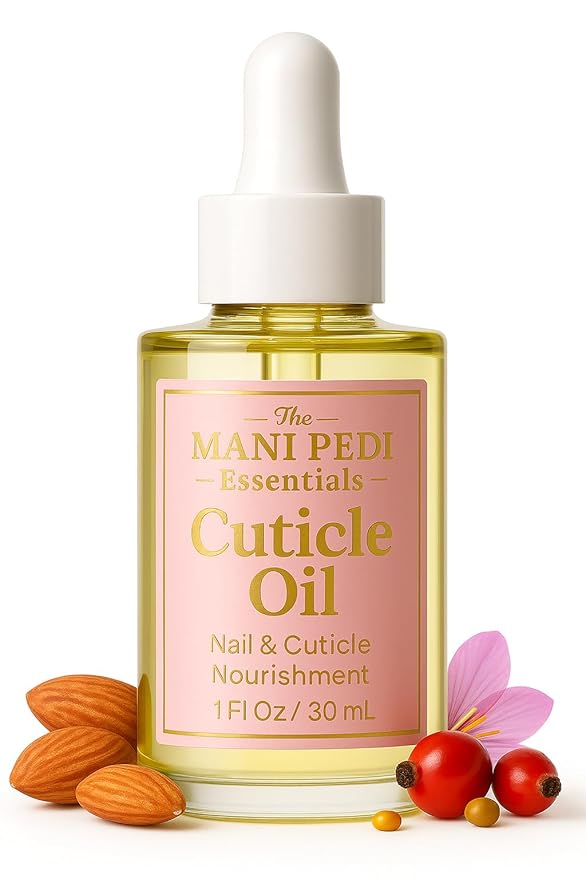 The Mani Pedi Essentials Nourishing Cuticle Oil enriched with Jojoba Oil, Vitamin E & Sweet Almond Oil. Manicurist's Choice for Healthy, Nourished Nails & Cuticles – 1 Fl Oz