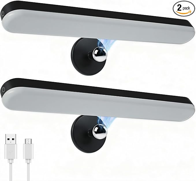 Benreom 2 Pack Wireless Vanity Lights for Mirror, Magnetic LED Bars, Black