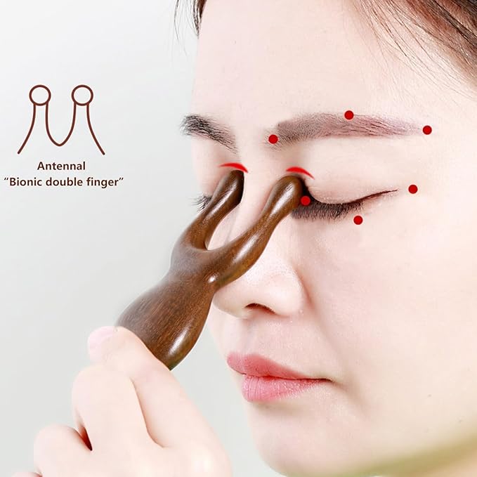 OULIGET Natural Wooden Nose Guasha Massage Tools Anti-Static, Eyes Facial Wood Gua Sha Tool,face Manual Massager Tool, Multifunctional Handheld Meridians Acupoint Massage Tool,1 Pieces.